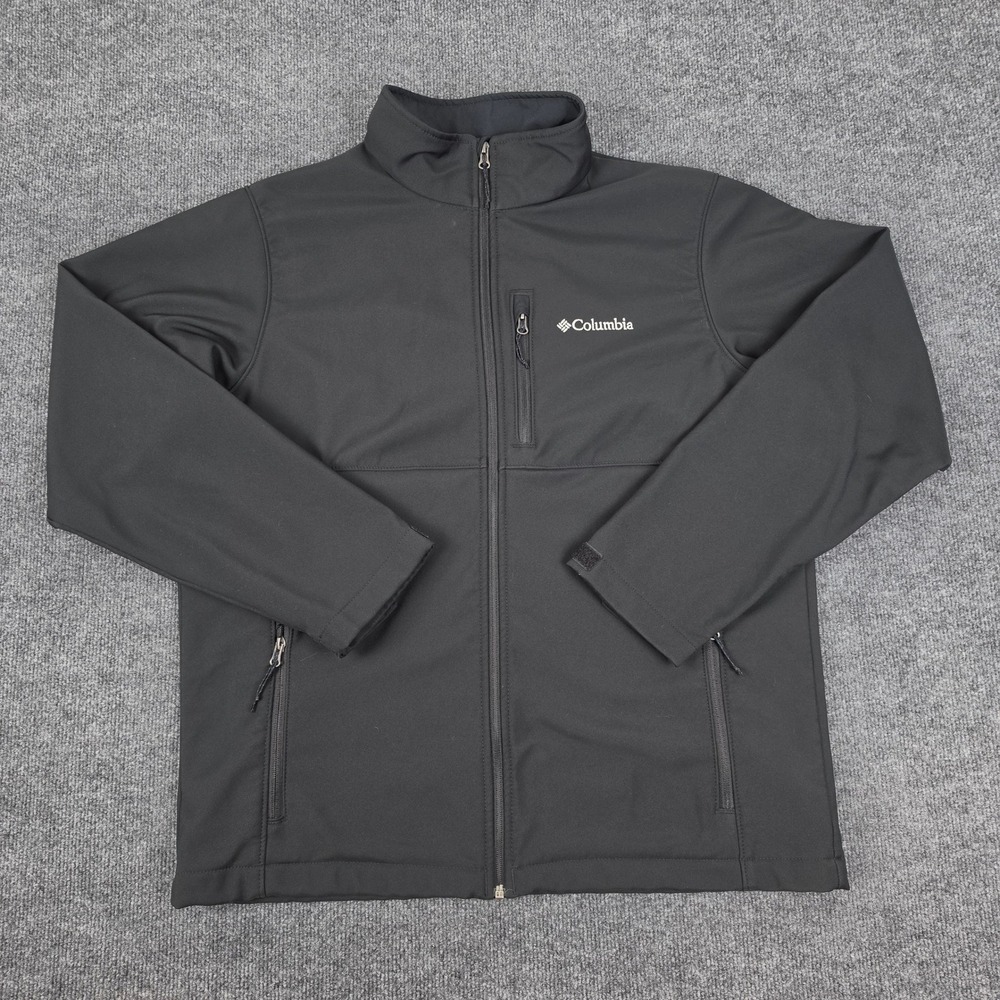 Columbia Ascender Softshell Jacket Men's L Black Full Zip Water Resistant WM6044